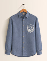 Blue Morning Printed Embroidery Full Sleeve Shirt - XPST