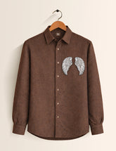 Brown Wing Printed Embroidery Full Sleeve Shirt - XPST