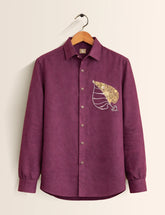 Golden Leaf Printed Embroidery Full Sleeve Shirt - XPST