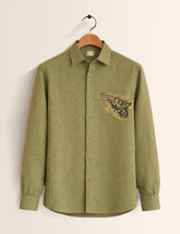 Olive Revolver Printed Embroidery Full Sleeve Shirt - XPST