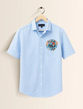 Pocket Snake Printed Embroidery Half Sleeve Shirt - XPST