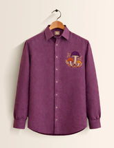 Purple Mushroom Printed Embroidery Full Sleeve Shirt - XPST