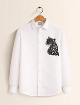 White Panther Printed Embroidery Full Sleeve Shirt - XPST